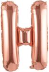 Flippy Balon Folie Metalizata Litera H, Flippy, 80 cm, Umflati cu Heliu sau Aer, Ambalaj Individual, Pai inclus, Rose Gold (129488)