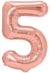 Flippy Balon din Folie Metalizata Flippy, Figurina Cifra, Tema Aniversare 100 cm, Ambalaj Individual, Pai inclus, Umflare cu Aer sau Heliu, Coral, Rose, Cifra 5 (127061)