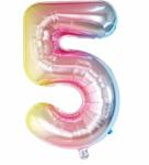 Flippy Balon din Folie Metalizata Flippy, Figurina Cifra, Tema Aniversare 40 cm, Ambalaj Individual, Pai inclus, Umflare cu Aer sau Heliu, Multicolor, Cifra 5 (129231)