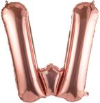 Flippy Balon Folie Metalizata Litera W, Flippy, 80 cm, Umflati cu Heliu sau Aer, Ambalaj Individual, Pai inclus, Rose Gold (129503)