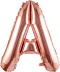 Flippy Balon Folie Metalizata Litera A, Flippy, 100 cm, Umflati cu Heliu sau Aer, Ambalaj Individual, Pai inclus, Rose Gold (129403)