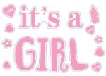 Flippy Sticker Autocolant, Flippy, Tematica Gender Reveal, Model Scris It's a Girl, 19.5x27.5 cm, Roz (131219)