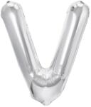 Flippy Balon Folie Metalizata Litera V, Flippy, 80 cm, Umflati cu Heliu sau Aer, Ambalaj Individual, Pai inclus, Argintiu (129476)