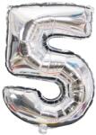 Flippy Balon din Folie Flippy, Cifra 5, 81 cm, Pentru Aer sau Heliu, Bulk, Argintiu (126209)