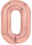 Flippy Balon din Folie Metalizata Flippy, Figurina Cifra, Tema Aniversare 80 cm, Ambalaj Individual, Pai inclus, Umflare cu Aer sau Heliu, Rose, Cifra 0 (130576)