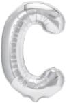 Flippy Balon Folie Metalizata Litera C, Flippy, 40 cm, Umflati cu Heliu sau Aer, Ambalaj Individual, Pai inclus, Argintiu (127217)