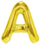 Flippy Balon Folie Metalizata Litera A, Flippy, 80 cm, Umflati cu Heliu sau Aer, Ambalaj Individual, Pai inclus, Auriu (129429)