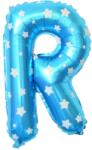 Flippy Balon Folie Metalizata Litera R, Flippy, 40 cm, Cu Imprimeu Stelute, Umflati cu Heliu sau Aer, Ambalaj Individual, Pai inclus, Albastru (129576)