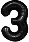 Flippy Balon din Folie Metalizata Flippy, Figurina Cifra, Tema Aniversare 40 cm, Ambalaj Individual, Pai inclus, Umflare cu Aer sau Heliu, Negru, Cifra 3 (129179)