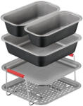 Tefal Set de 5 accesorii Tefal Dail Easy J701S544 pentru friteuza de 4.6 L, invelis antiaderent, otel carbon, tava perforata cu manere, tava si 3 forme, neg (J701S544)