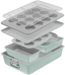 Tefal Set pentru copt Tefal Ceramik J175S804, 8 piese, invelis ceramic antiaderent, design stivuibil, verde (J175S804)