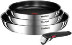 Tefal Set 4 piese Tefal Ingenio Emotion L897S455, tigaie de 22 24 28 cm, maner detasabil, invelis antiaderent, Thermo-Signal, inductie, argintiu (L897S455)