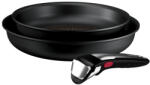Tefal Set 3 piese Tefal Ingenio Excellence+ P0009653, tigaie de 22 26 cm, maner detasabil, tehnologie FUSIONCORE, Thermo-Signal, , invelis antiaderent, alu (P0009653)
