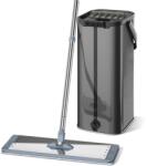 Dreamramp Set DreamRamp galeata mop plat din inox galeata dreptunghiulara, finisaj lucios si orificiu de scurgerea a apei cu doua rezerve. Negru (INOX12)