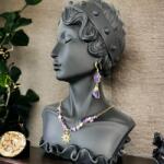 Ezera Colier boho cu cipsuri de Ametist si perle din otel inoxidabil placat cu aur de 14K (CBOHOSS-1)