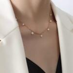 Ezera Colier tassel elegant din otel inoxidabil placat cu aur si perle Lia (CINOXSS)