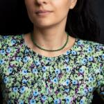 Ezera Colier choker din Malachit sintetic, Kamia cu inchizatoare din cupru, placat cu aur de 18K (EZCAM-5)