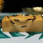 Ezera Colier placat cu aur 18 K, pietre semipretioase choker pietre naturale Agat Negru si Sunstone Miyuki Seed, elegant Vania (EZCVAN-1)