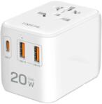LogiLink Univerzális utazó tápegység, 20 W (PD), 4x csatlakozók, tűzálló, fehér (PA0356)