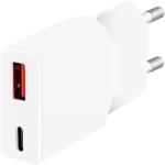 LogiLink Dual-USB GaN töltő, 1x USB-C (PD), 1x USB-A (QC), 20 W, fehér, vékony kivitel (PA0346) - primanet