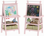 AIYAPLAY Tablă de Desen Dublă Pentru Copii 3-6 Ani, 59x48x118 cm, Roz | Aosom Romania (3B0-012V80PK)
