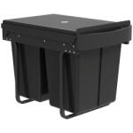 HomCom Coș de gunoi glisant sub chiuvetă, coș pentru colectare selectivă, 2 x 20L, găleți interioare detașabile, 52 x 33, 5 x 41 cm, negru | Aosom Romania (851-073V01BK) Cos de gunoi