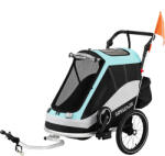 AIYAPLAY Remorcă 2în1 pentru bicicletă & cărucior pliabil pentru copii cu centură în 5 puncte, reflectoare, roți pneumatice de 40, 64 cm, frână | Aosom Romania (440-046V00LB)