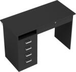 HomCom Birou modern cu 5 sertare, blat mare, 1 compartiment deschis, sertar închis cu cheie, 110 x 50 x 76cm, negru | Aosom Romania (836-559V80BK)