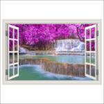 MÉDIA Öntapadó fotótapéta Window Waterfall, rózsaszín erdő, Laosz, 135 x 90 cm (FOTOTAP15304)