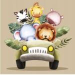 POL-MAK Șervețele cu animale de safari într-un jeep - pachet 33 x 33 cm, 20 buc (SD_OG_045101)