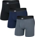 Saxx Мъжко синтетично термобельо Saxx Essential Cotton Boxer Brief Fly 3-Pack Everyday base layer - Black / Turbulence / Maritime (014-2476-0212)