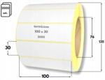  100x30 fehér hőcímkék 2000 db 76mm-es maggal sárga alappal 100/30 (eter-100-30-2000-76-akr)
