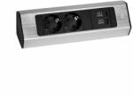Bachmann CASIA2 Univerzális sarokdugalj 2x230V+1xUSB A&C 22W töltő inox optika (932.002)