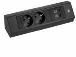 Bachmann CASIA2 Univerzális sarokdugalj 2x230V+1xUSB A&C 22W töltő fekete (932.102)