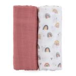 Petite&Mars PETITE&MARS Bambusz muszlin takaró 2 db Misty 120 x 120 cm Rose Rainbow