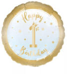 anagram Szám, Számos lufi 18" 45cm - Happy 1-st Birthday, 1-es lufi, Kék (LUFI550403)