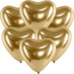 PartyDeco Balon cromat - Inimioară aurie 50 buc