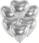 PartyDeco Balon cromat - Inimioară argintie 50 buc
