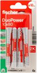 Fischer DuoPower kétkomponensű nylon dübel 10 x 80 K - csavar nélkül, bliszteres, 4 db/csomag (537652) - metacsavar