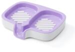 Flippy Savonieră Dublă, Flippy, cu Sistem de Scurgere a Apei, din ABS, pentru 2 Săpunuri, Design Ventilat pentru Uscare Rapidă, 14.5 x 18 x 3 cm, Mov/Alb (164465)
