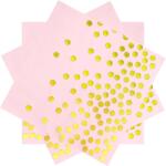 Flippy Set 20 de Servetele de Masa, Flippy, Imprimeu cu Buline Aurii, din Hartie, 17 x 17 cm, Roz (130455)
