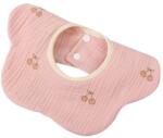 Flippy Baveta Tip Floare, Flippy, din Bumbac, pentru Copii 0-12 Luni, Rezistenta la apa, cu Capse, Model cu Cirese, 26 x 29 cm, Roz (133893) Bavata