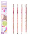 Flippy Set 10 Creioane Negre, Flippy, 2B, pentru Elevi Scoala, cu Radiera, Model Roz cu Unicorni (134126)