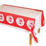 Flippy Fata de masa dreptunghiulara Flippy, PVC, 2.5 mm grosime, imprimeu Mos Craciun model 2, potrivit pentru Craciun, utilizare multipla, 180 x 108 cm, alb (125212) Fata de masa