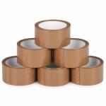 Flippy Set 6 Role Banda Adeziva Low Noise pentru Ambalare Colete si Pachete, Aderenta Ridicata, Derulare Silentioasa, 5 cm x 66 m, Maro (175955)