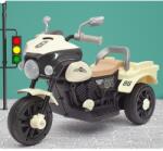Flippy Motocicleta Electrica Flippy, cu Acumulator, cu Sistem Anti-Rasturnare, Sistem de Lumini si Muzica, Cutie de Depozitare, 1-8 Ani, 93 x 43 x 58 cm, Alb - Bej (125838)