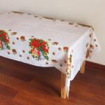 Flippy Fata de masa dreptunghiulara Flippy, PVC, 2.5 mm grosime, imprimeu clopotei, potrivit pentru Craciun, utilizare multipla, 180 x 108 cm, alb (125230) Fata de masa