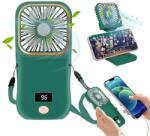 Flippy Ventilator Portabil Flippy, 3 in 1, de Mana, de Gat, de Birou, 16.7 x 8 x 1.9 cm, 3 Trepte de Viteza, Incarcare USB, Pliabil, Afisaj Digital, Suport Telefon, Verde (126096) Ventilator