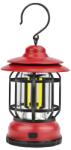 Flippy Portable camping light, vintage lantern with hook, ABS, 21 COB LED lighting, adjustable intensity, 5W, reversible, red rechargeable (124101)
