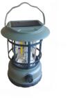 Flippy Lampa portabila camping, Felinar Vintage, ABS, Iluminare 30 COB LED, Intensitate reglabila, Acumulator inclus, Incarcare Solara si USB, 5W, Flippy, Verde (124108)